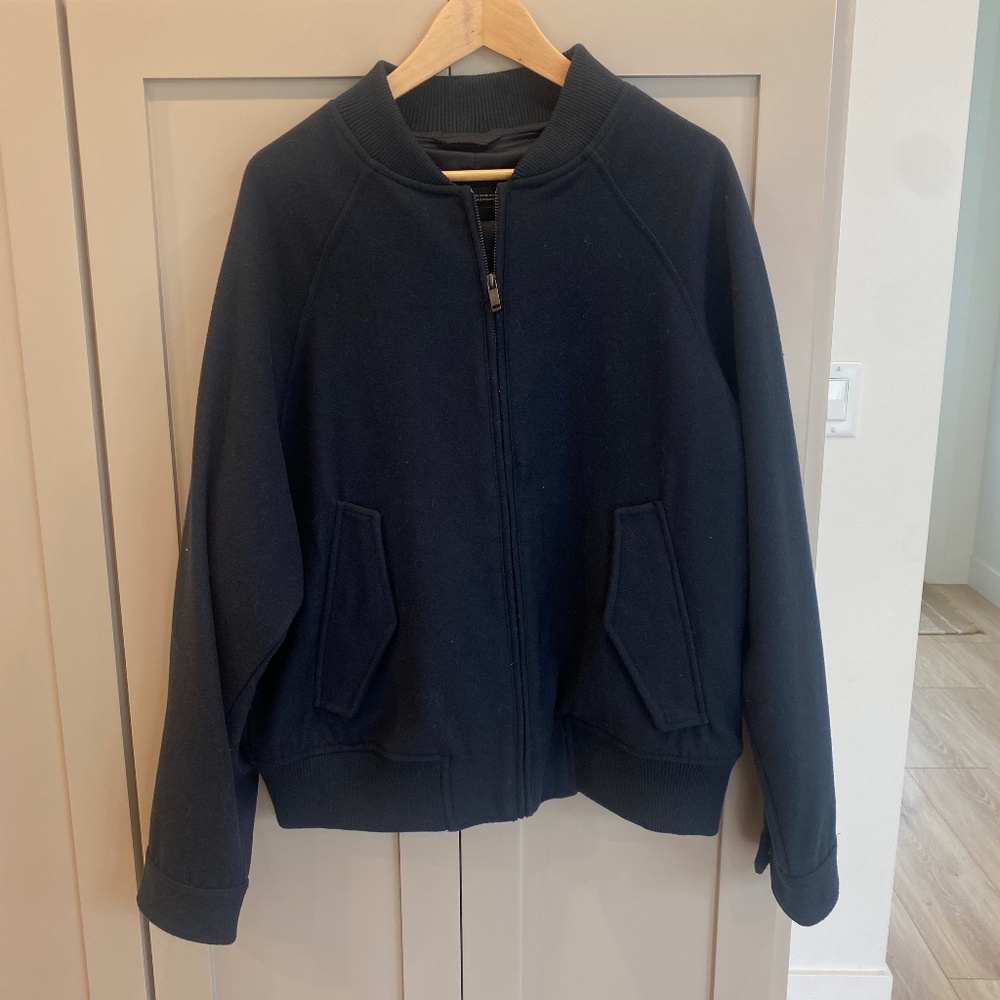 NWOT ZARA Men’s Navy Wool Bomber Jacket - M